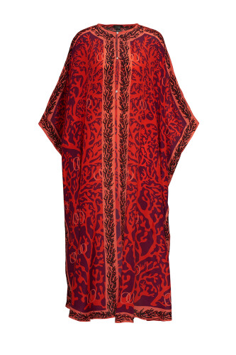 Coral Orange Silk Abaya 