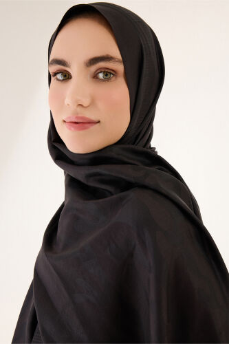 Coral Silk Jacquard Shawl Black 