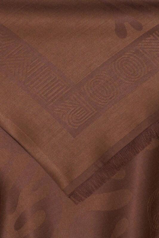 Coral Silk Jacquard Shawl Brown - 2