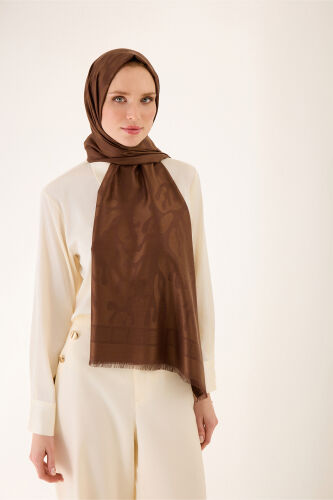 Coral Silk Jacquard Shawl Brown 