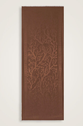 Coral Silk Jacquard Shawl Brown - 2