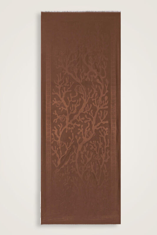 Coral Silk Jacquard Shawl Brown - 2