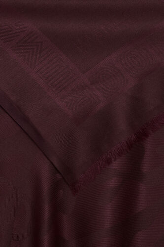 Coral Silk Jacquard Shawl Burgundy - 2