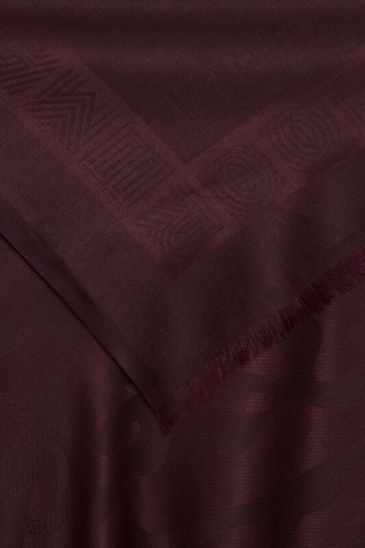 Coral Silk Jacquard Shawl Burgundy - 2