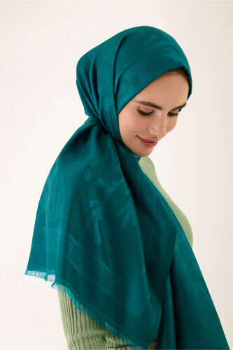 Coral Silk Jacquard Shawl Green 