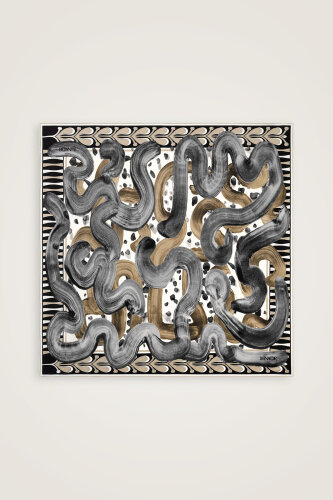 Creek Road Beige-Gray Twill Silk Scarf - 2