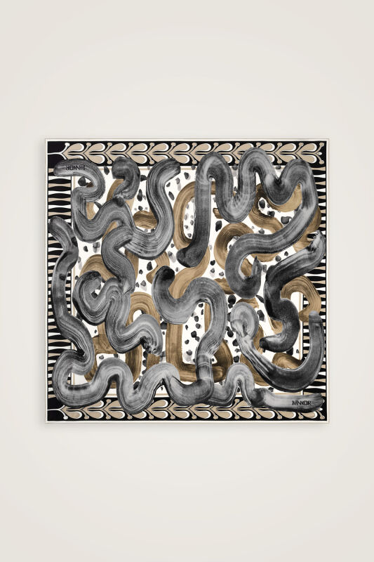 Creek Road Beige-Gray Twill Silk Scarf - 2