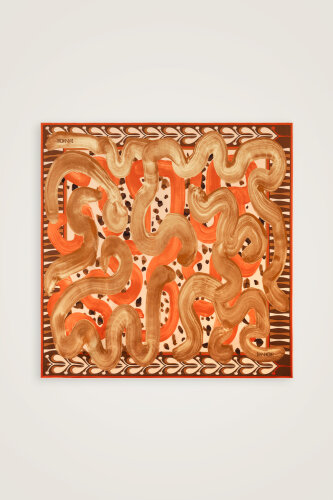 Creek Road Beige-Orange Twill Silk Scarf - 2