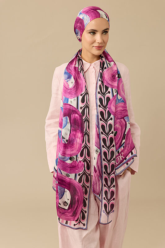 Creek Road Fuchsia-Indigo Silk Voile Scarf - 5