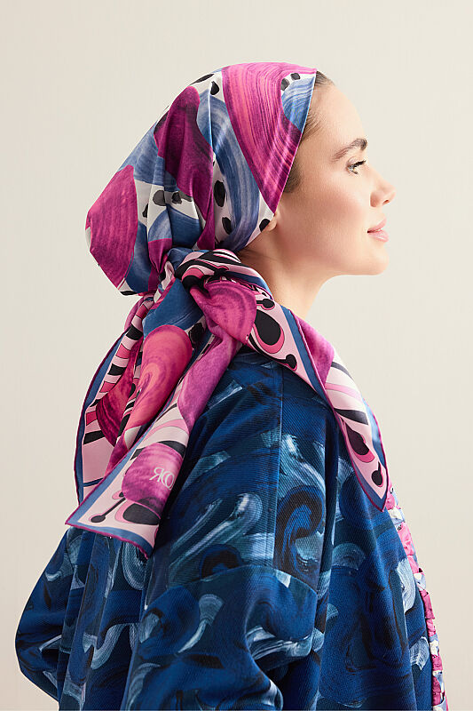 Creek Road Fuchsia-Indigo Twill Silk Scarf - 5