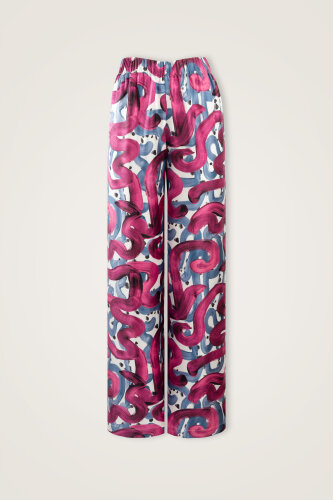 Creek Road Fuchsia-Indigo Twill Silk Trousers 