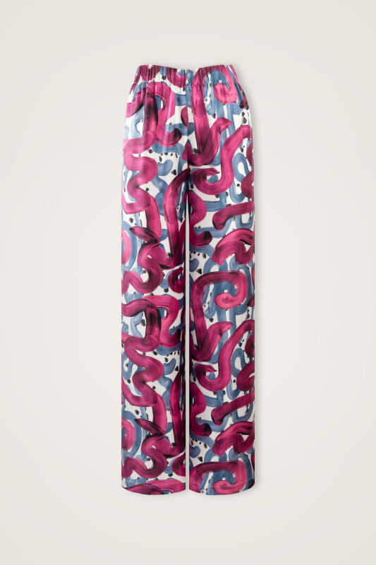 Creek Road Fuchsia-Indigo Twill Silk Trousers - 1