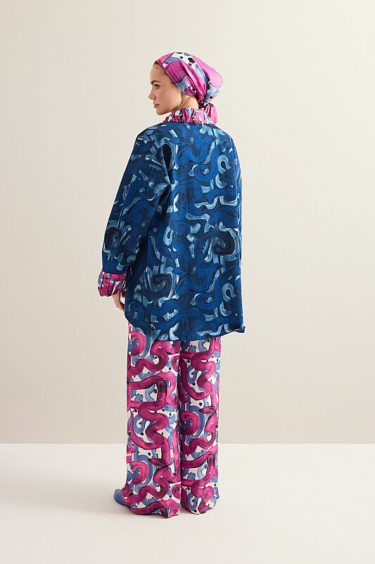 Creek Road Fuchsia-Indigo Twill Silk Trousers - 5