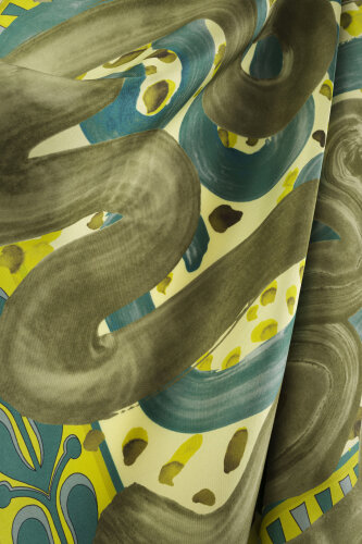 Creek Road Green-Turquoise Twill Silk Scarf - 4