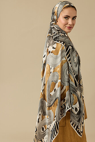 Creek Road Grey-Beige Silk Voile Scarf 