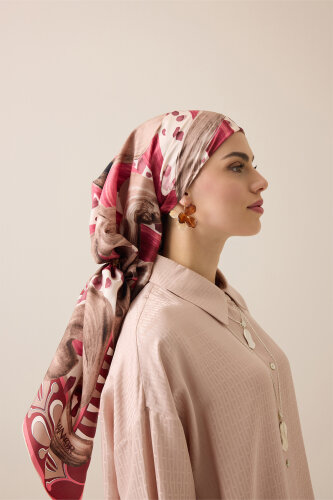 Creek Road Mink-Rosewood Twill Silk Scarf - 3