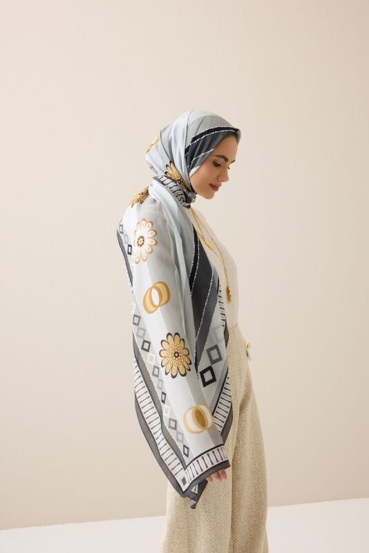 Daisy Noor Gray Cotton Floss Shawl - 1