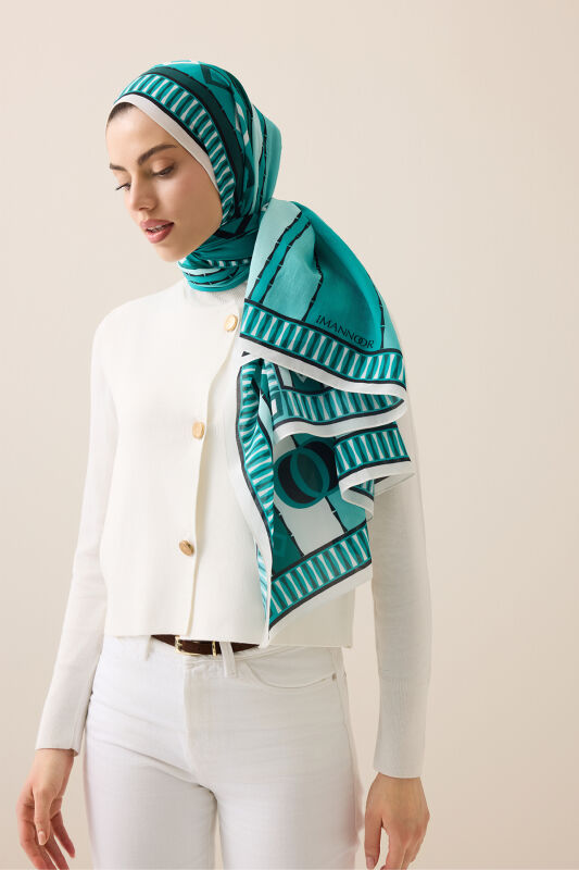 Daisy Noor Green Cotton Floss Shawl - 5