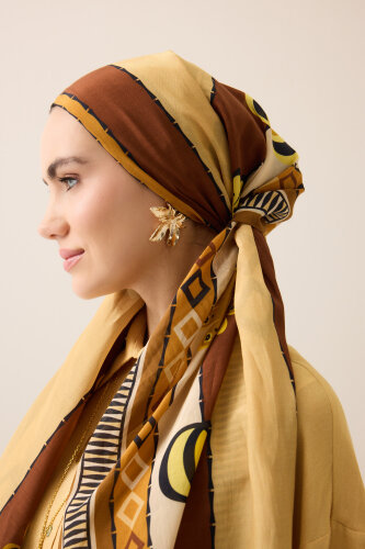 Daisy Noor Mustard Cotton Floss Shawl - 3