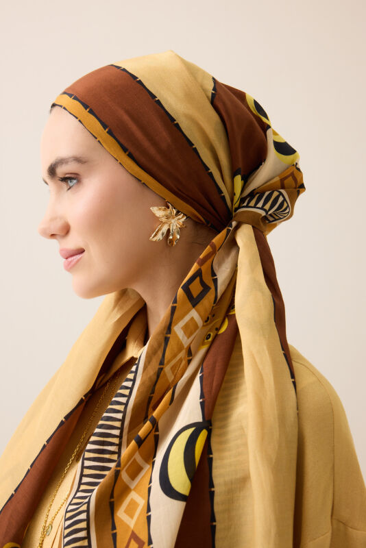 Daisy Noor Mustard Cotton Floss Shawl - 3