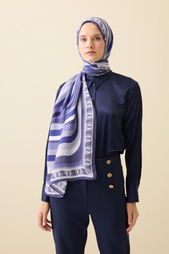 Dalgaların İçinde Lacivert Floş Viskon Şal 70x210 - Imannoor (3)