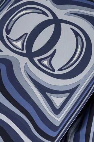 Dalgaların İçinde Lacivert Tivil İpek Gömlek Elbise - 6