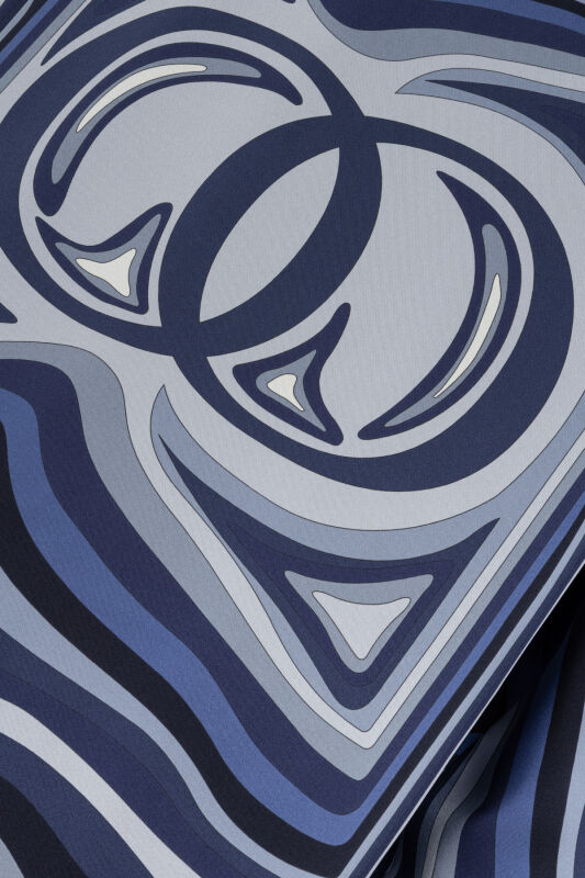 Dalgaların İçinde Lacivert Tivil İpek Gömlek Elbise - 2