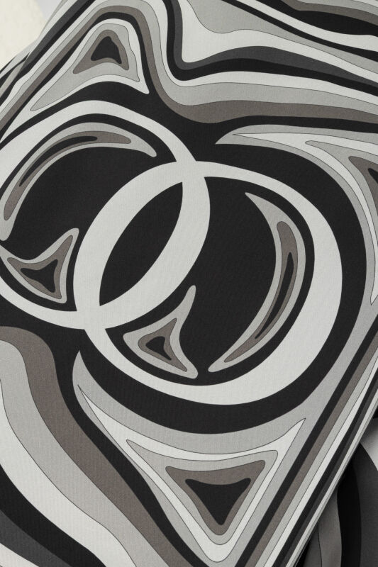 Dalgaların İçinde Siyah Tivil İpek Gömlek Elbise - 6