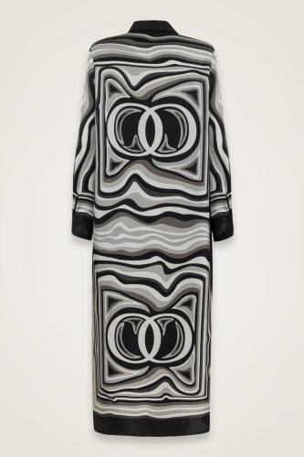 Dalgaların İçinde Siyah Tivil İpek Gömlek Elbise - Imannoor (3)