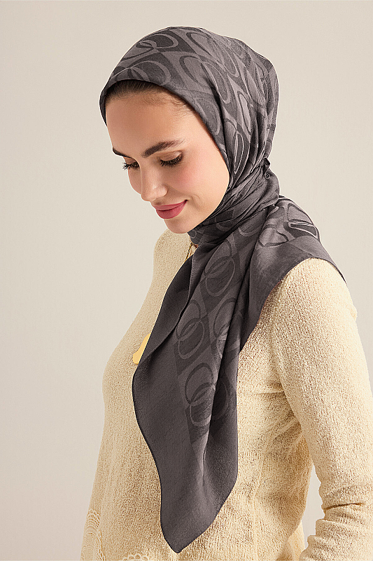 Dama Desen Antrasit Naia Eşarp 95x95 - 1