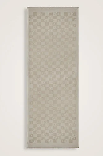 Dama Desen Bej Pamuk İpek Şal 70x190 - 2