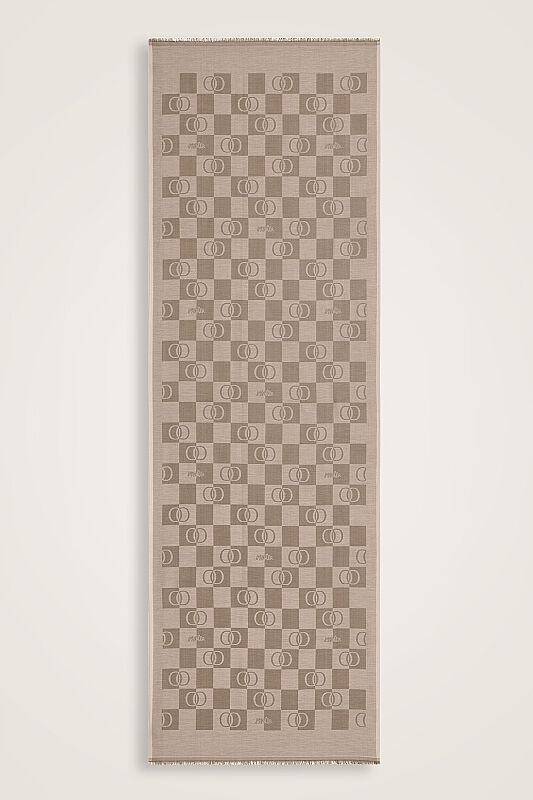 Dama Desen Bej Pamuk İpek Şal 70x190 - 2