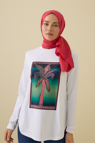 Dama Desen Fuşya Naia Pamuk Şal 70x200 - Imannoor (3)