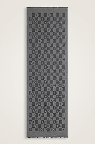 Dama Desen Gri Pamuk İpek Şal 70x190 - 2