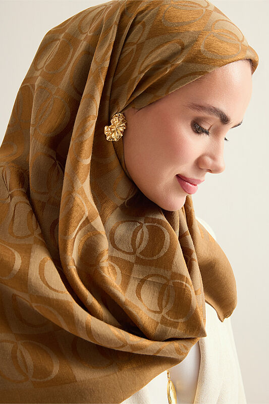 Dama Desen Haki Naia Eşarp 95x95 - 5