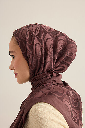Dama Desen Kahverengi Naia Eşarp 95x95 - Imannoor (3)