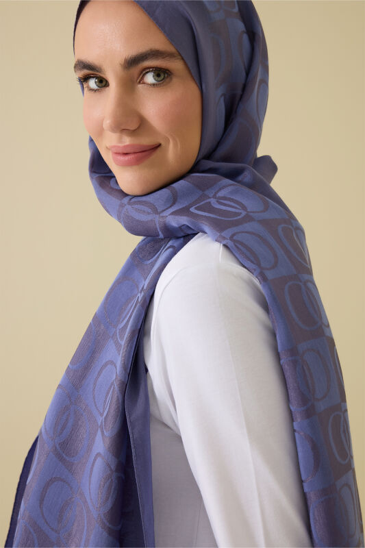 Dama Desen Lavanta Naia Pamuk Şal 70x200 - 1