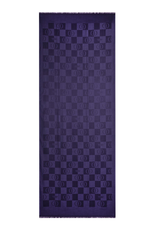 Dama Desen Mor Pamuk İpek Şal 70x190 - 2