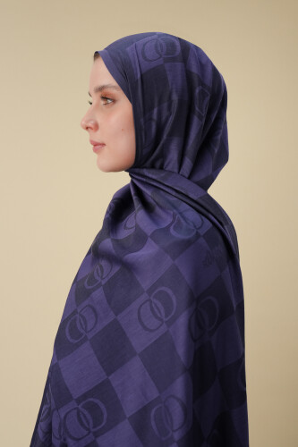 Dama Desen Mor Pamuk İpek Şal 70x190 