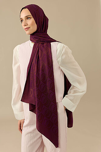 Dama Desen Mürdüm Naia Pamuk Şal 70x200 - Imannoor (3)