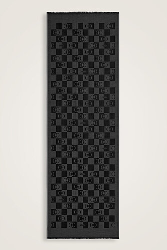 Dama Desen Siyah Pamuk İpek Şal 70x190 - 2