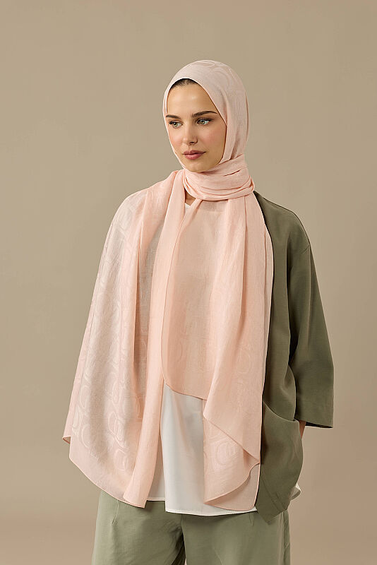 Dama Desen Somon Naia Pamuk Şal 70x200 - 1