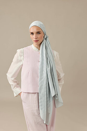 Dama Logo Gümüş Shiny Jakar Şal 70x190 - Imannoor (3)