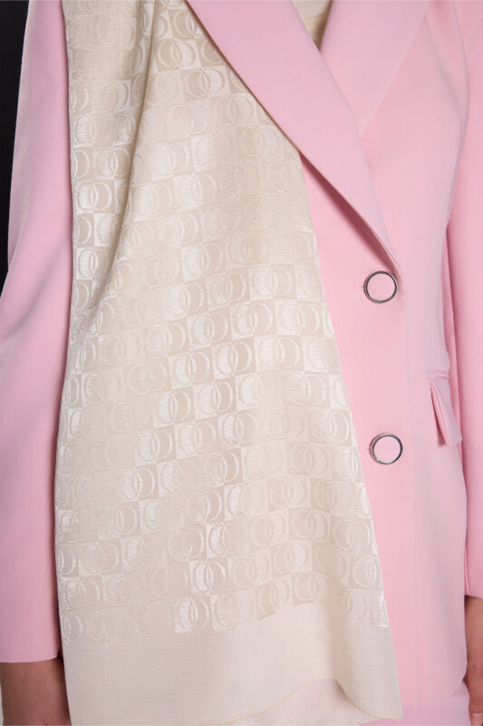 Dama Logo Bone Shiny Jacquard Shawl - 6
