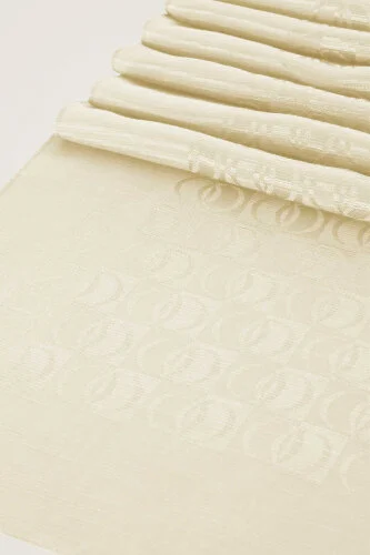 Dama Logo Bone Shiny Jacquard Shawl - 4