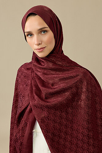 Dama Logo Bordo Shiny Jakar Şal 70x190 - Imannoor (3)