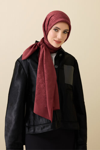 Dama Logo Burgundy Shiny Jacquard Shawl - 5
