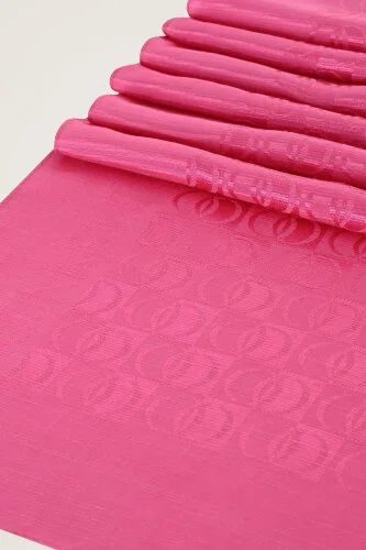 Dama Logo Fuşya Shiny Jakar Şal 70x190 - 2