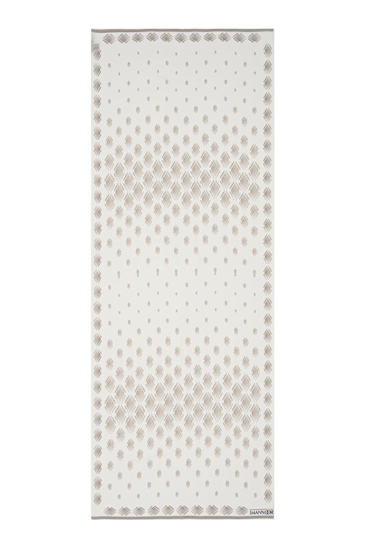 Damlalar Beyaz Krep İpek Şal 80x210 - 2