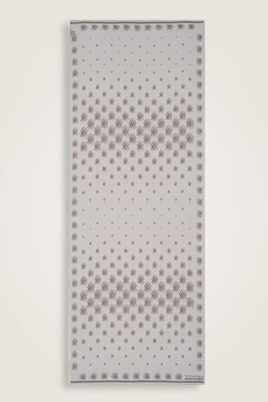 Damlalar Gri Krep İpek Şal 80x200 - 2